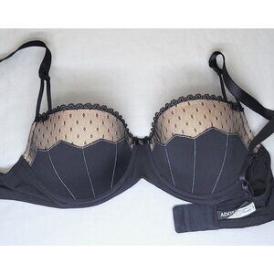 Adore Me Black Lace Underwire Padded Bra‎ 34D Nylon/Spandex Adjustable Straps